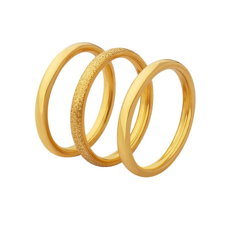 Stainless Steel Polished Brushed Stacking Ring 3 Pieces Set