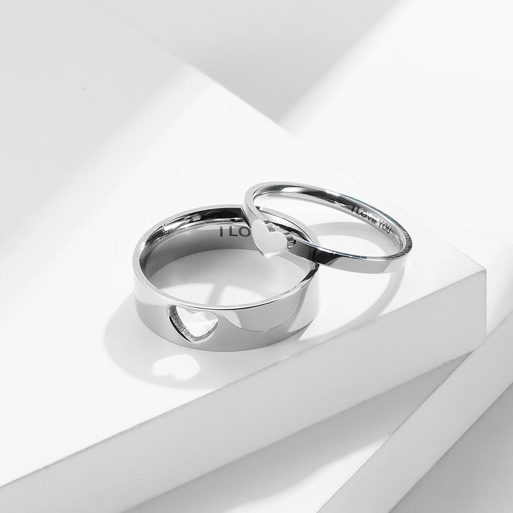 Heart Shape Hollow Stainless Steel Couple Rings
