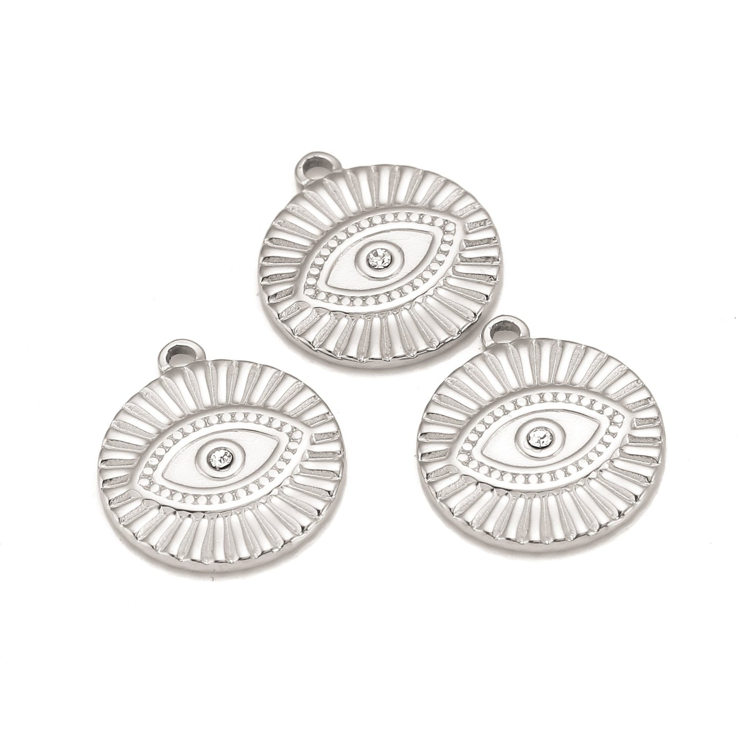 Pendentif en acier inoxydable avec zircone cubique œil du diable