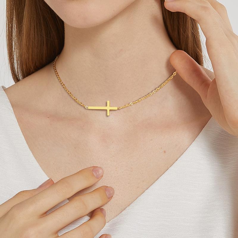 Minimalist Cross Pendant Blank Necklace