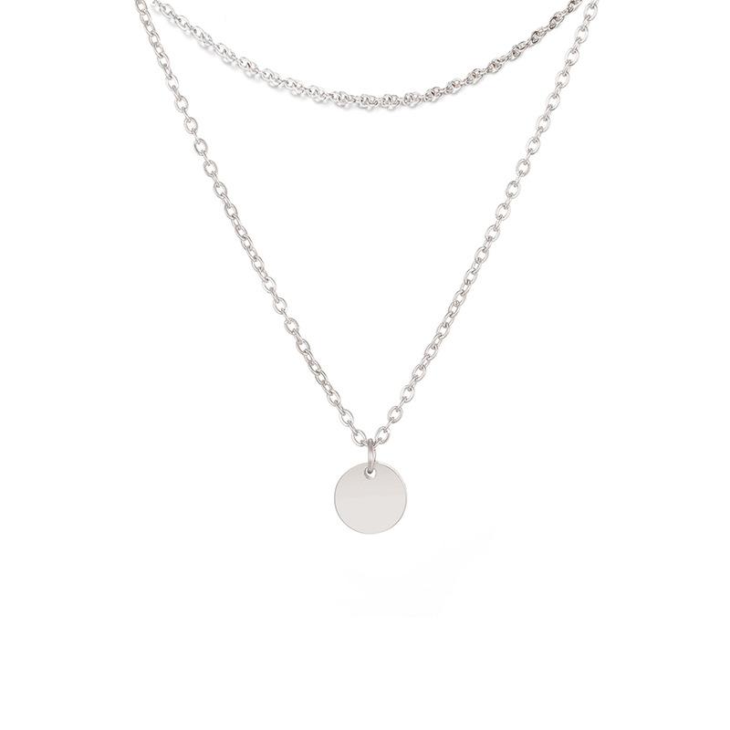 Mini 6mm Round Disc Double Layered Necklace