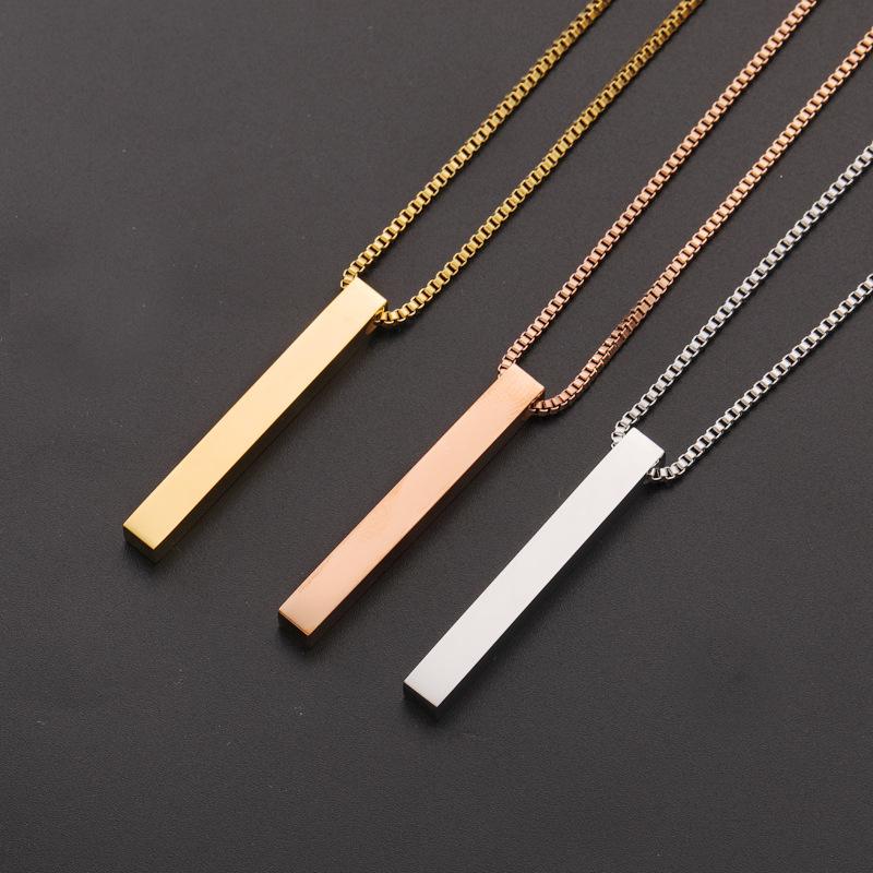 Stainless Steel Rectangular Bar Box Chain Blank Necklace