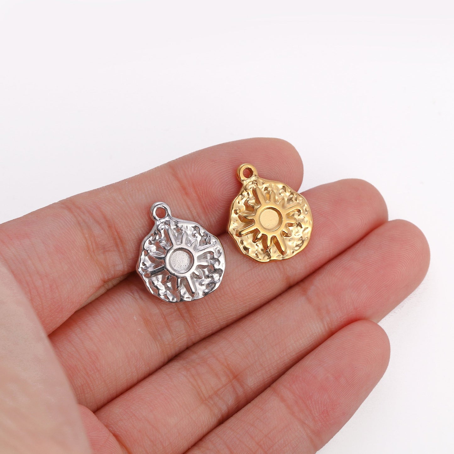 Stainless Steel Sun Irregular Round Pendant