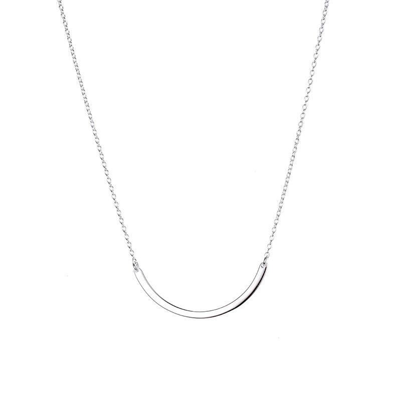 Classic Stainless Steel Curved Pendant Necklace