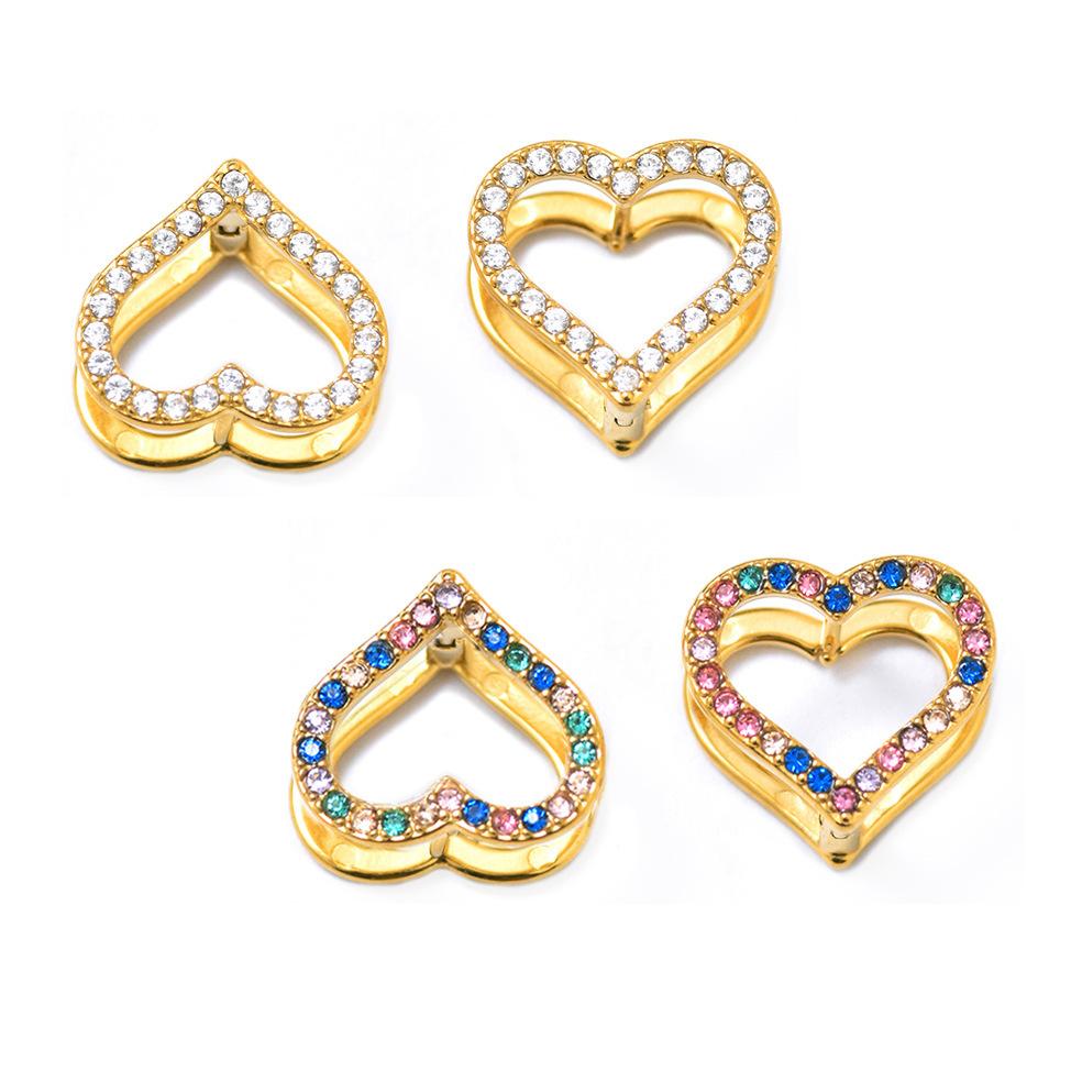 Stainless Steel Heart Double Sided Cubic Zirconia Earrings