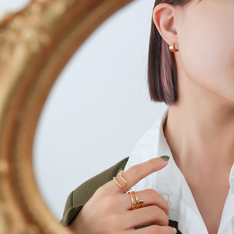 18K Gold PVD Exquisite C Hoop Earrings