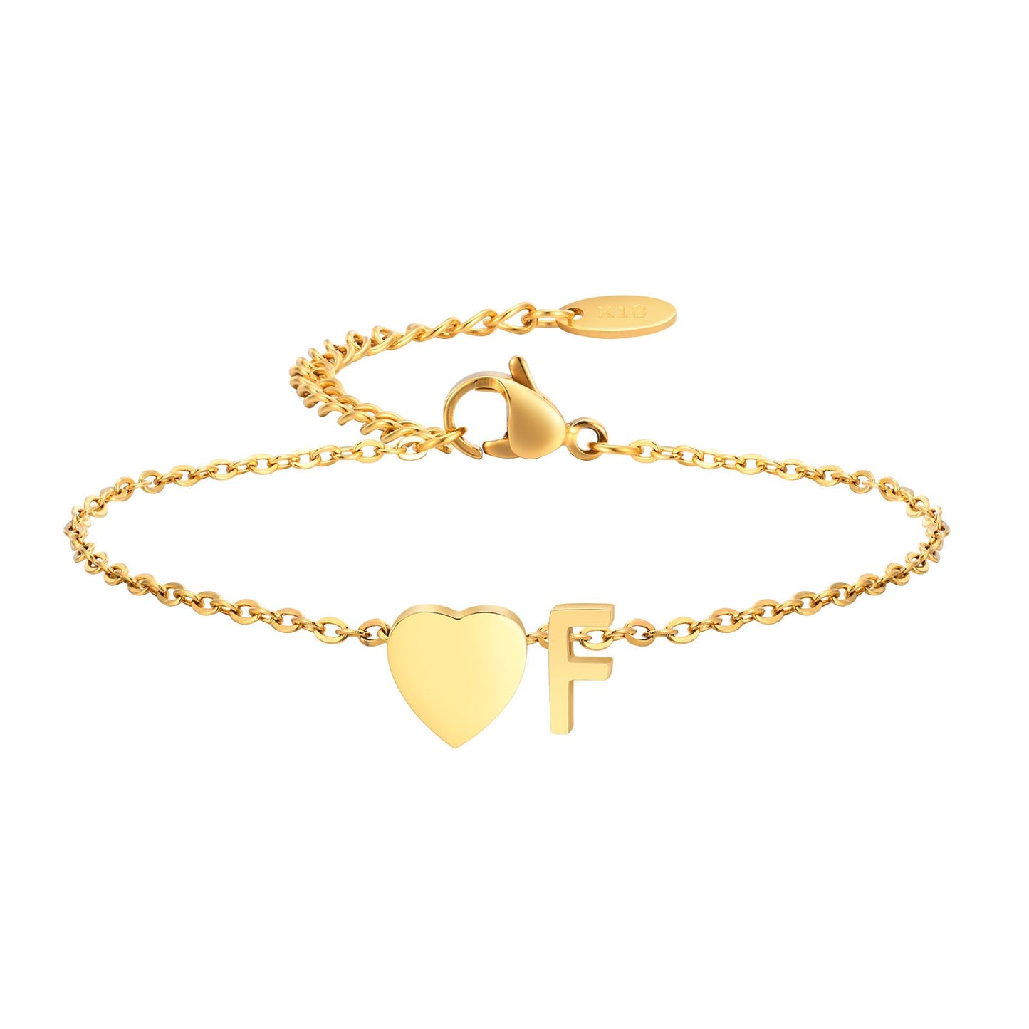 Stainless Steel Heart & Letter Blank Bracelet