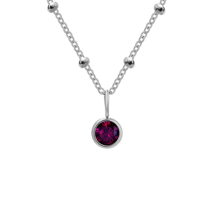 Stainless Steel Ball Chain Birthstone Necklace