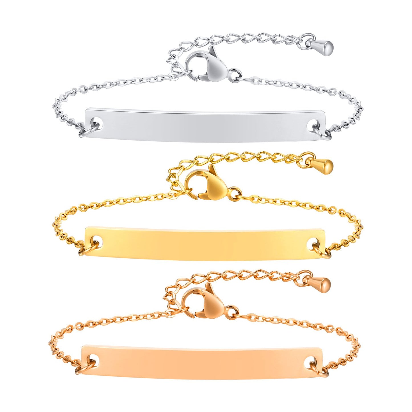 Stainless Steel Curved Bar Blank Bracelet