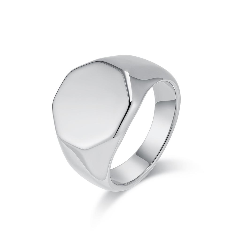Six-Sided Polished Stainless Steel Signet Ring