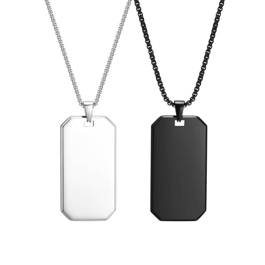 Stainless Steel Dog Tag Polished Pendant Necklace