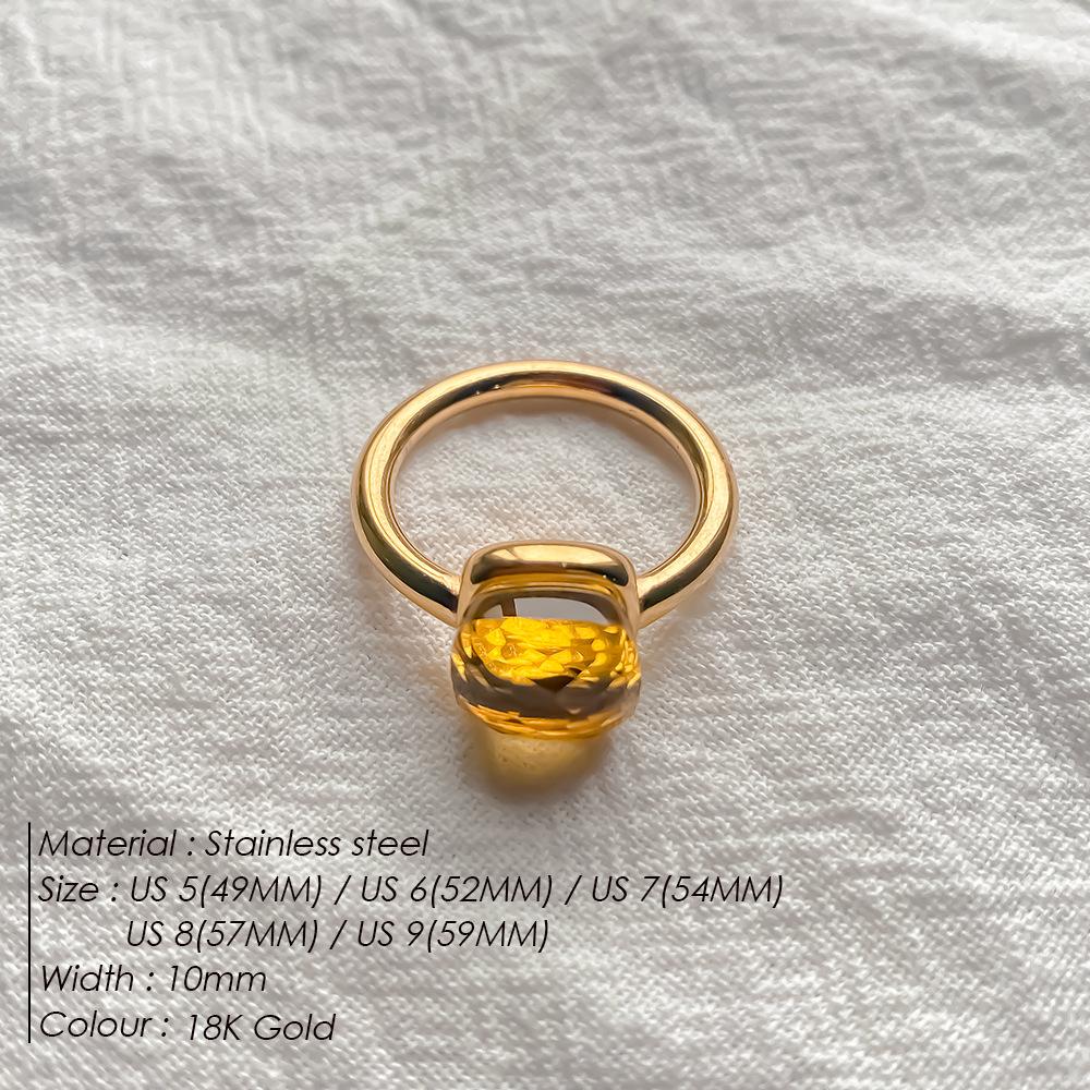 Stainless Steel Irregular Square Birthstone Ring