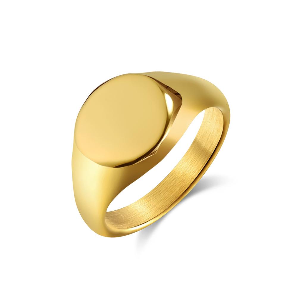 Polished Round Seal Stainless Steel Women's Ring