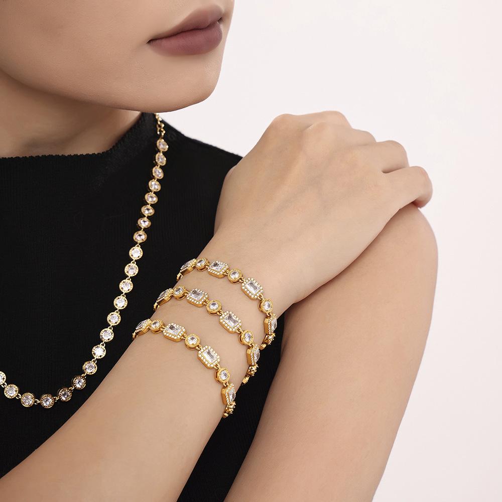 Stainless Steel Square Cubic Zirconia Bracelet