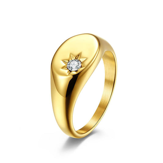 Oval Cubic Zirconia Signet Blank Ring
