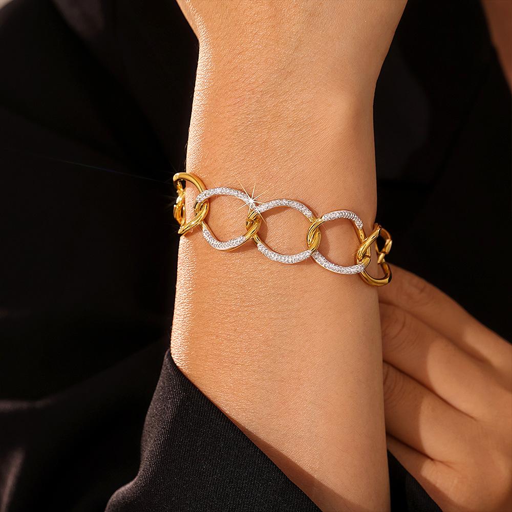Stainless Steel Chunky Chain Cubic Zirconia Bracelet