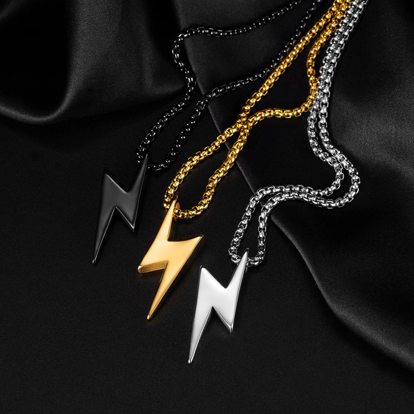 Stainless Steel Lightning Pattern Role Chain Necklace