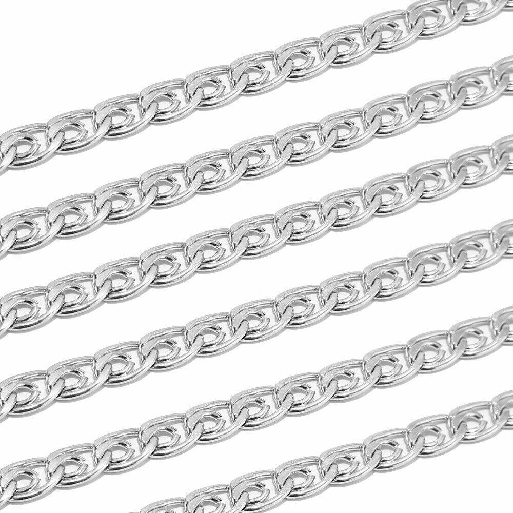 Stainless Steel 8mm Width Oval Cutout Chain - By the Meter