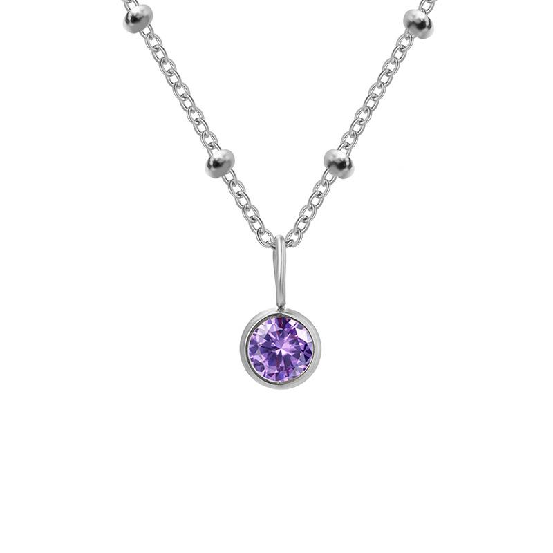 Stainless Steel Ball Chain Birthstone Necklace