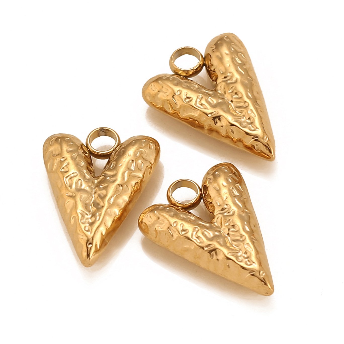 Pendentif Love en acier inoxydable à texture concave et convexe 3D