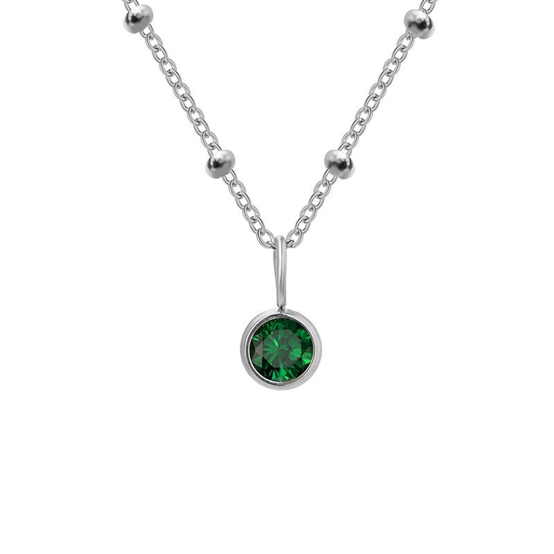 Stainless Steel Ball Chain Birthstone Necklace