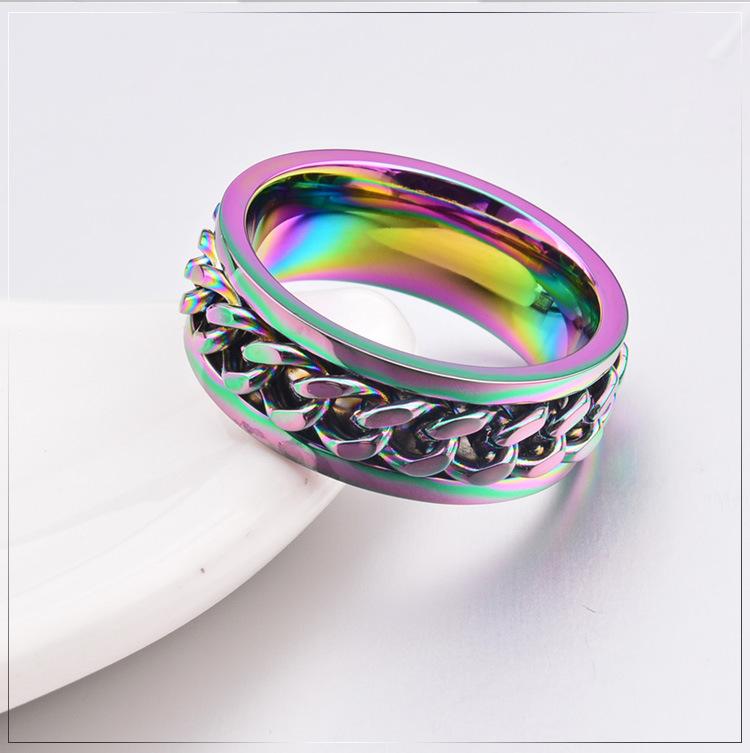 Stainless Steel Color Chain Spinner Ring