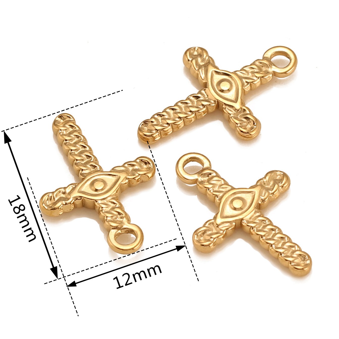 18K Gold PVD Stainless Steel DIY Cross Pendant