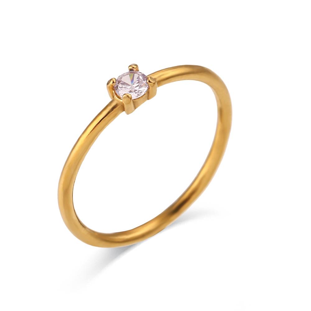 18K Gold PVD Stainless Steel Prong Set Birthstone Ring
