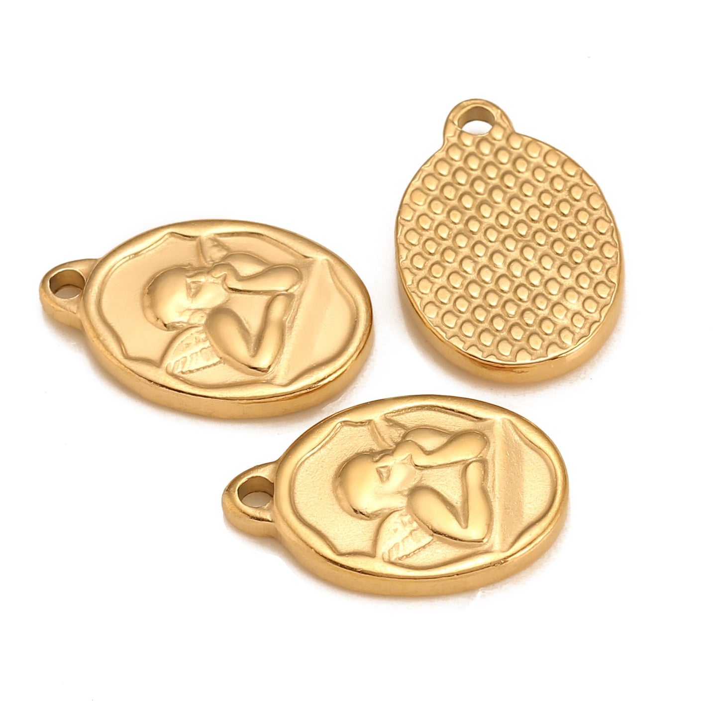 Pendentif ange ovale en acier inoxydable