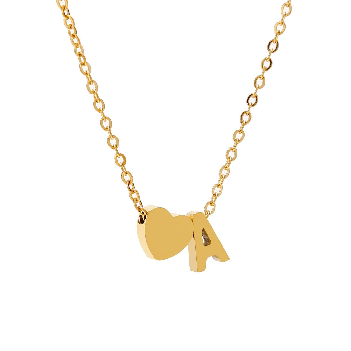 Stainless Steel Heart & Letter Blank Necklace