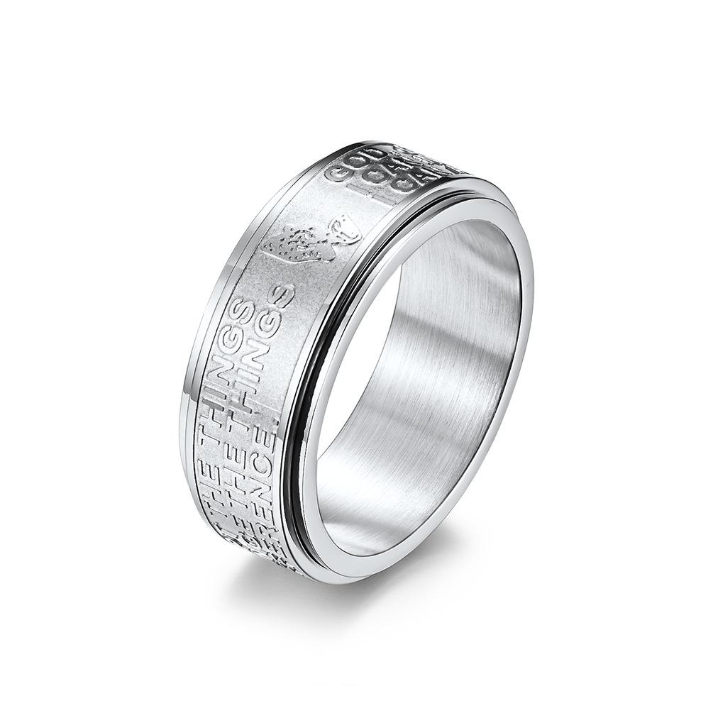18K Gold PVD Stainless Steel Alphabet Spinner Ring