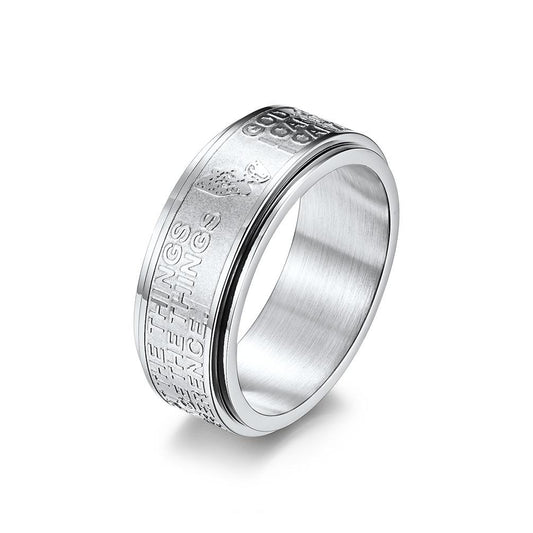 18K Gold PVD Stainless Steel Alphabet Spinner Ring