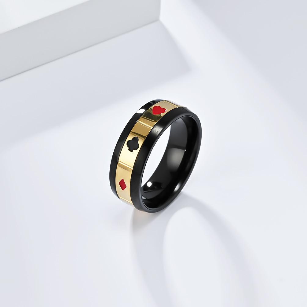 Poker Pattern Stainless Steel Spinner Ring