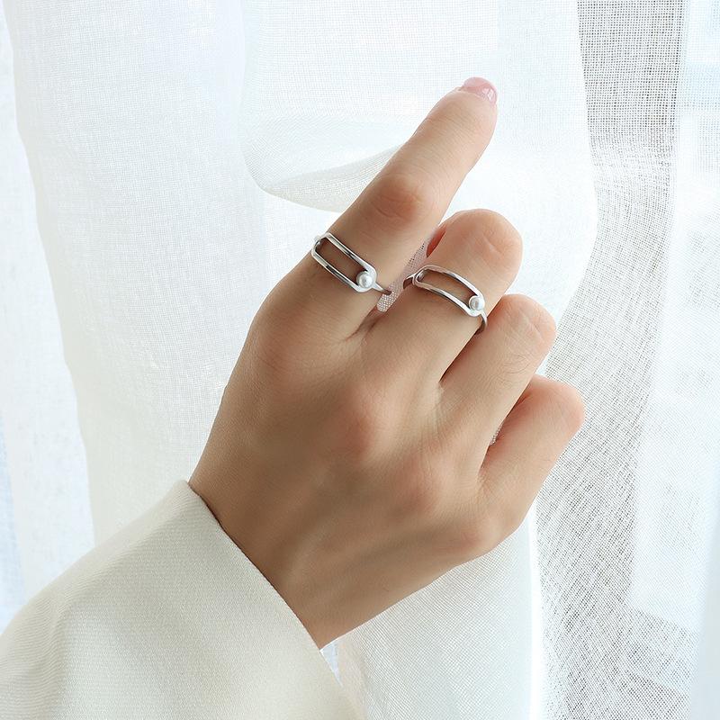18K Gold PVD Stainless Steel Imitation Pearl Ring
