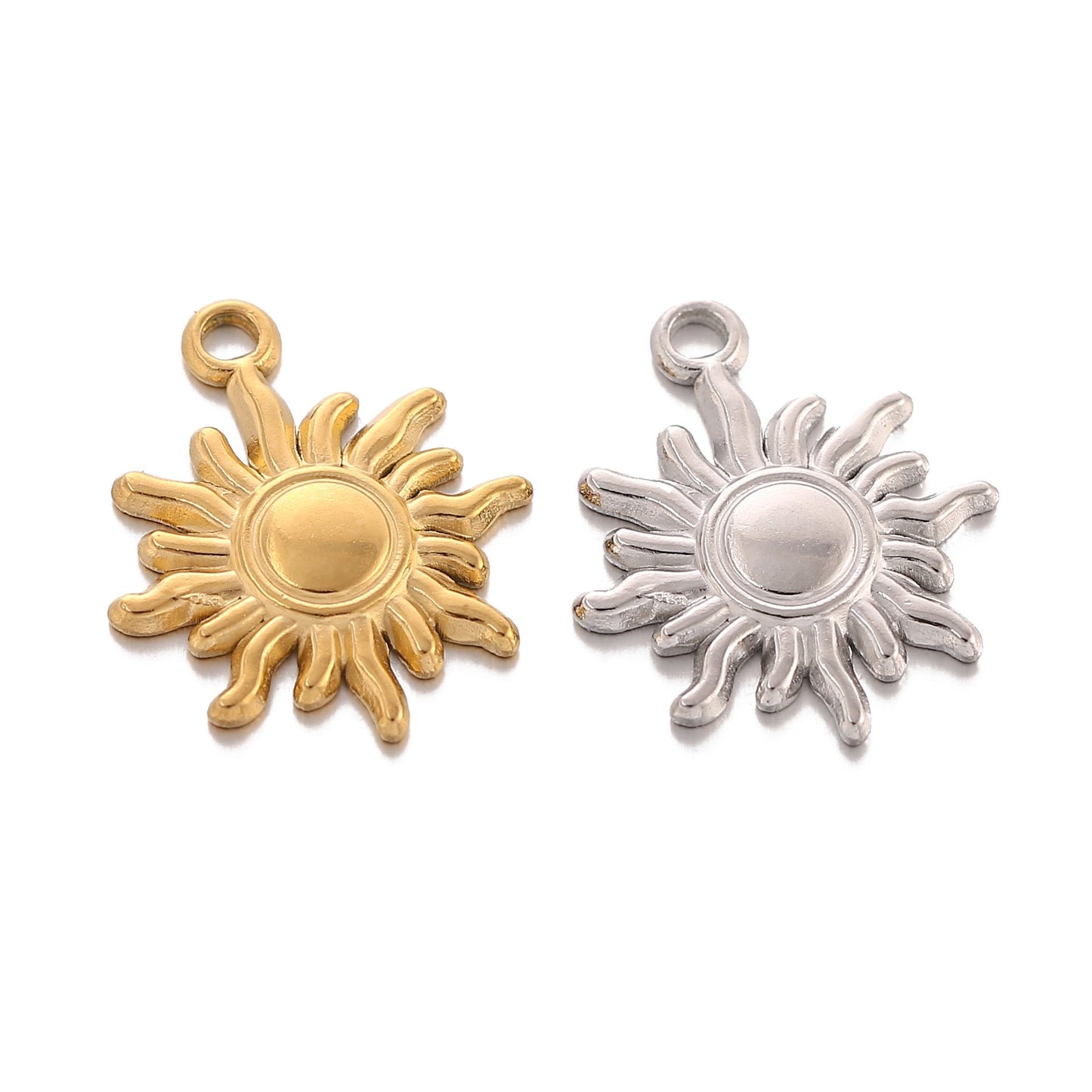 3D Sun 18 Gold PVD Stainless Steel Pendant