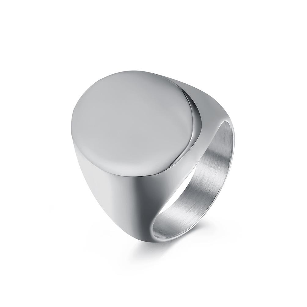 Vertical Oval Stainless Steel Polished Signet Ring