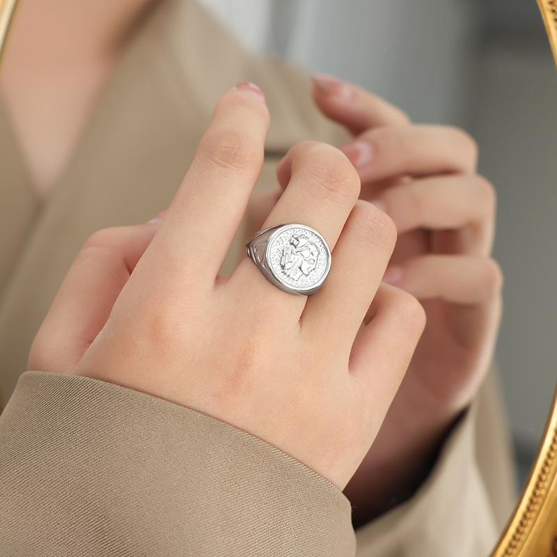 Round Portrait Relief Ring