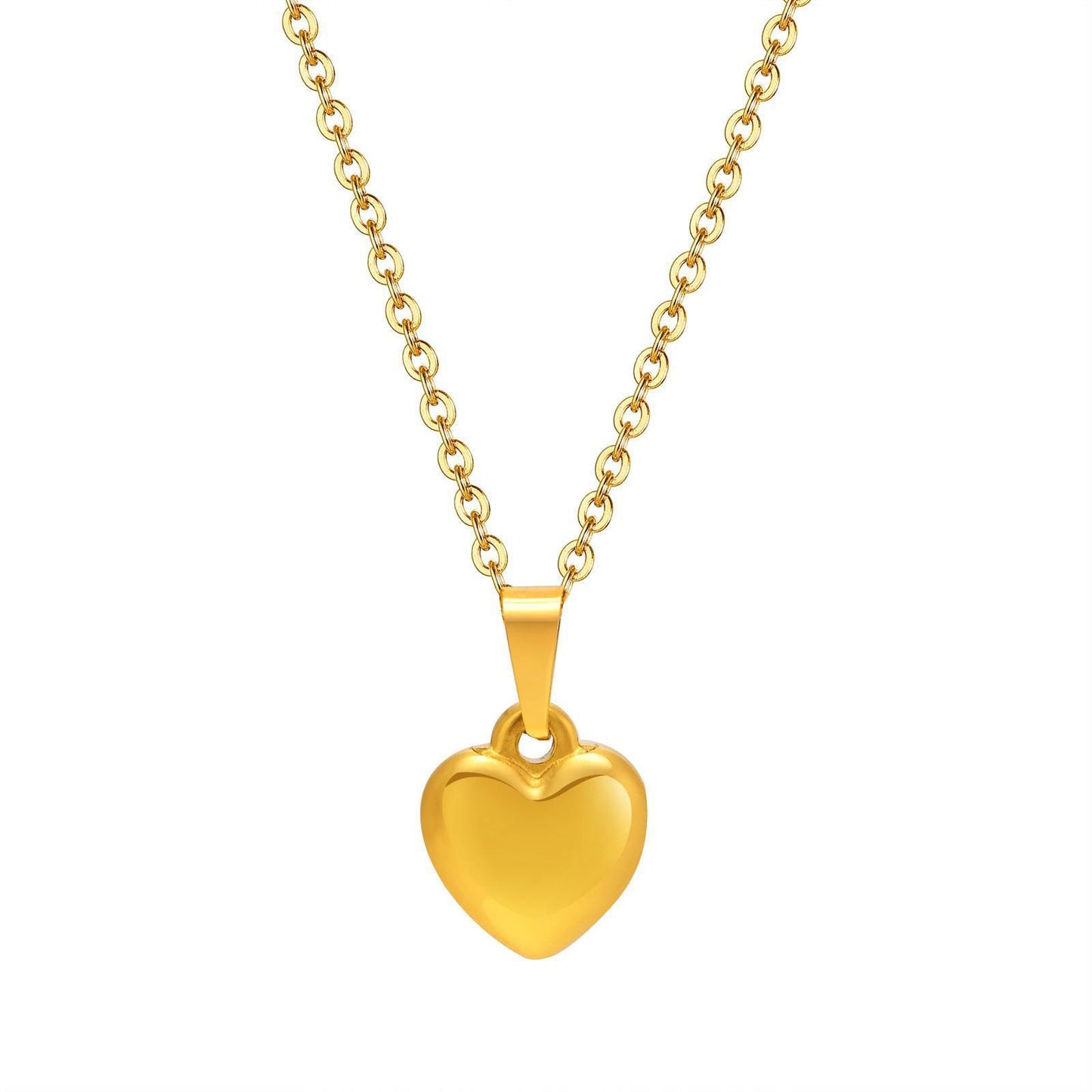 Stainless Steel Heart Cable Chain Necklace