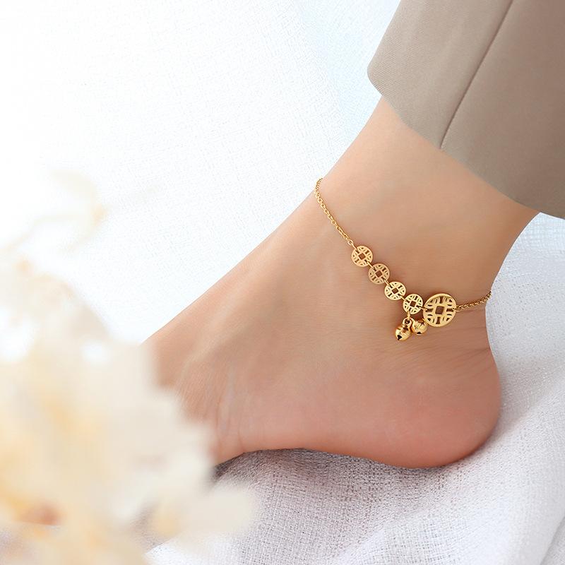 Bell Chain Stainless Steel Copper Coin Anklet