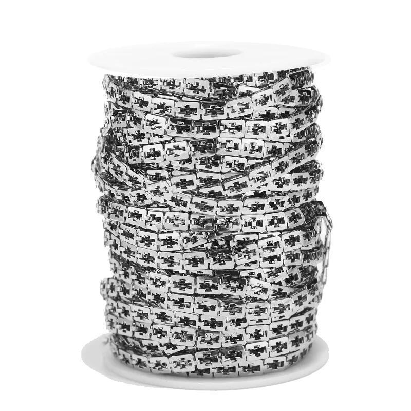 5mm Stainless Steel Hollow Cross Chain - By the Meter