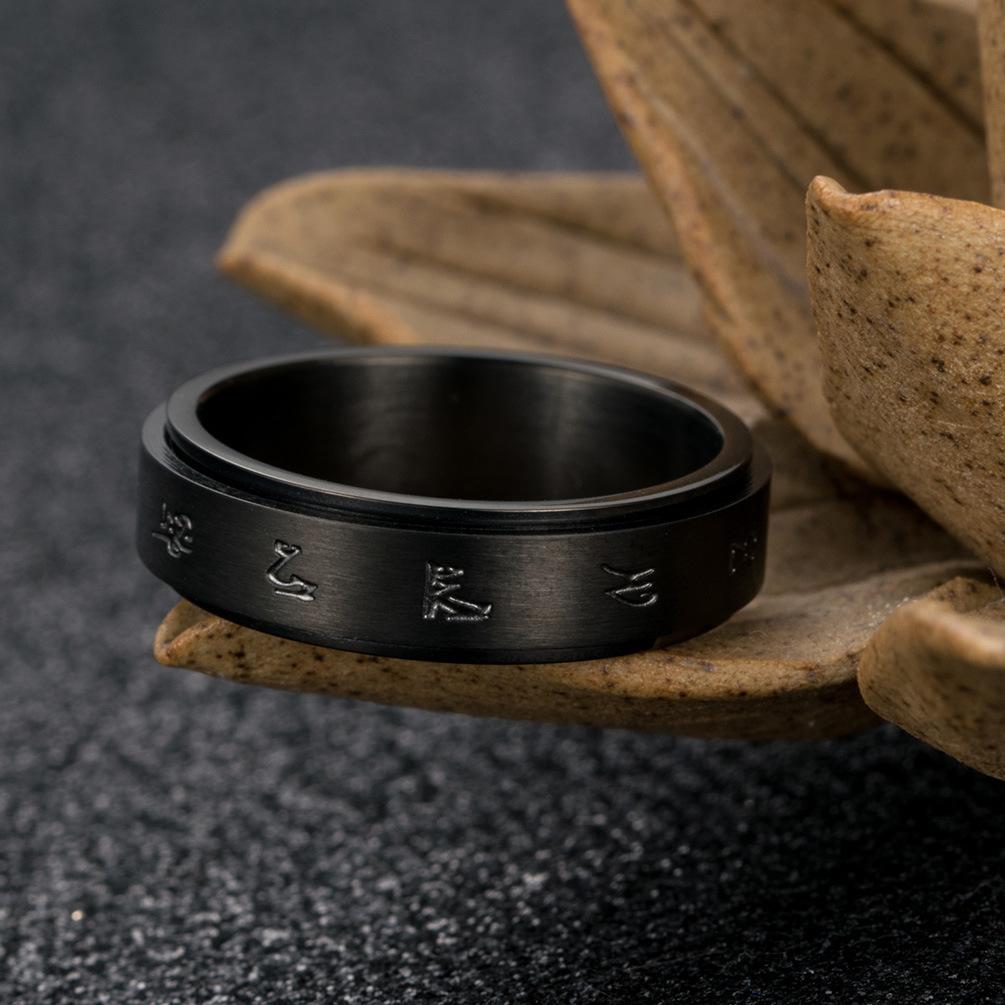 Stainless Steel Black Spinner Ring