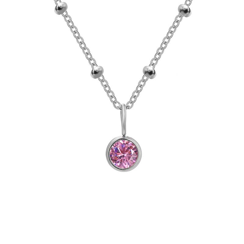 Stainless Steel Ball Chain Birthstone Necklace