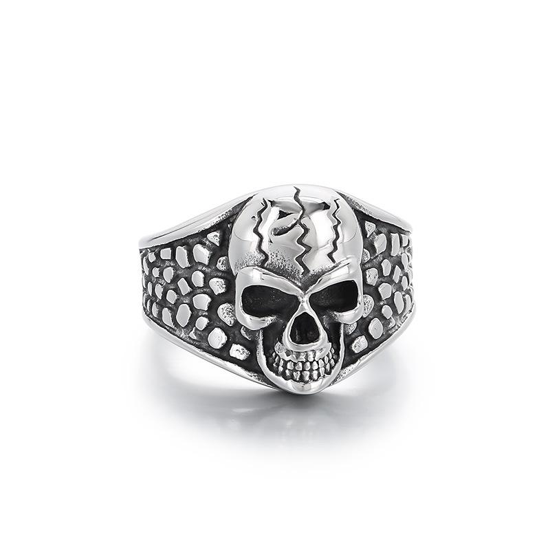 Punk Skull Texture Stainless Steel Ring