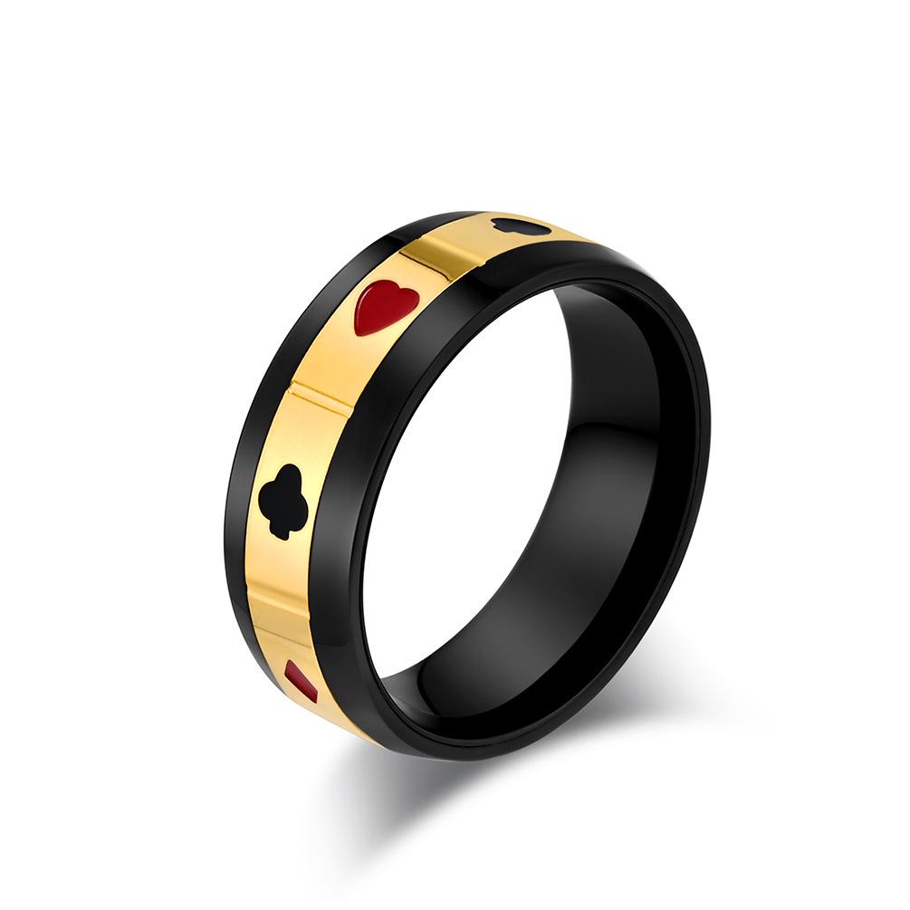 Poker Pattern Stainless Steel Spinner Ring