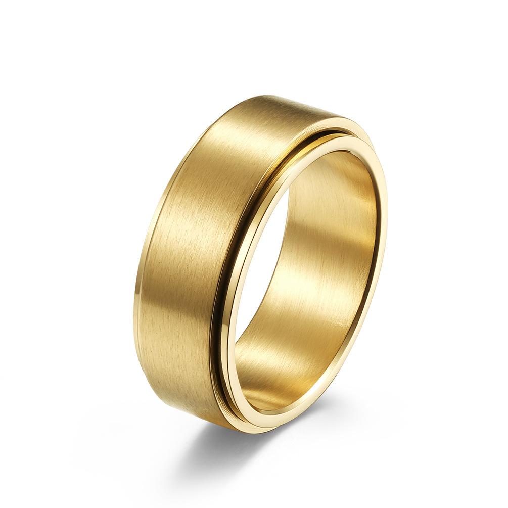 8mm Width Brushed Stainless Steel Spinner Ring