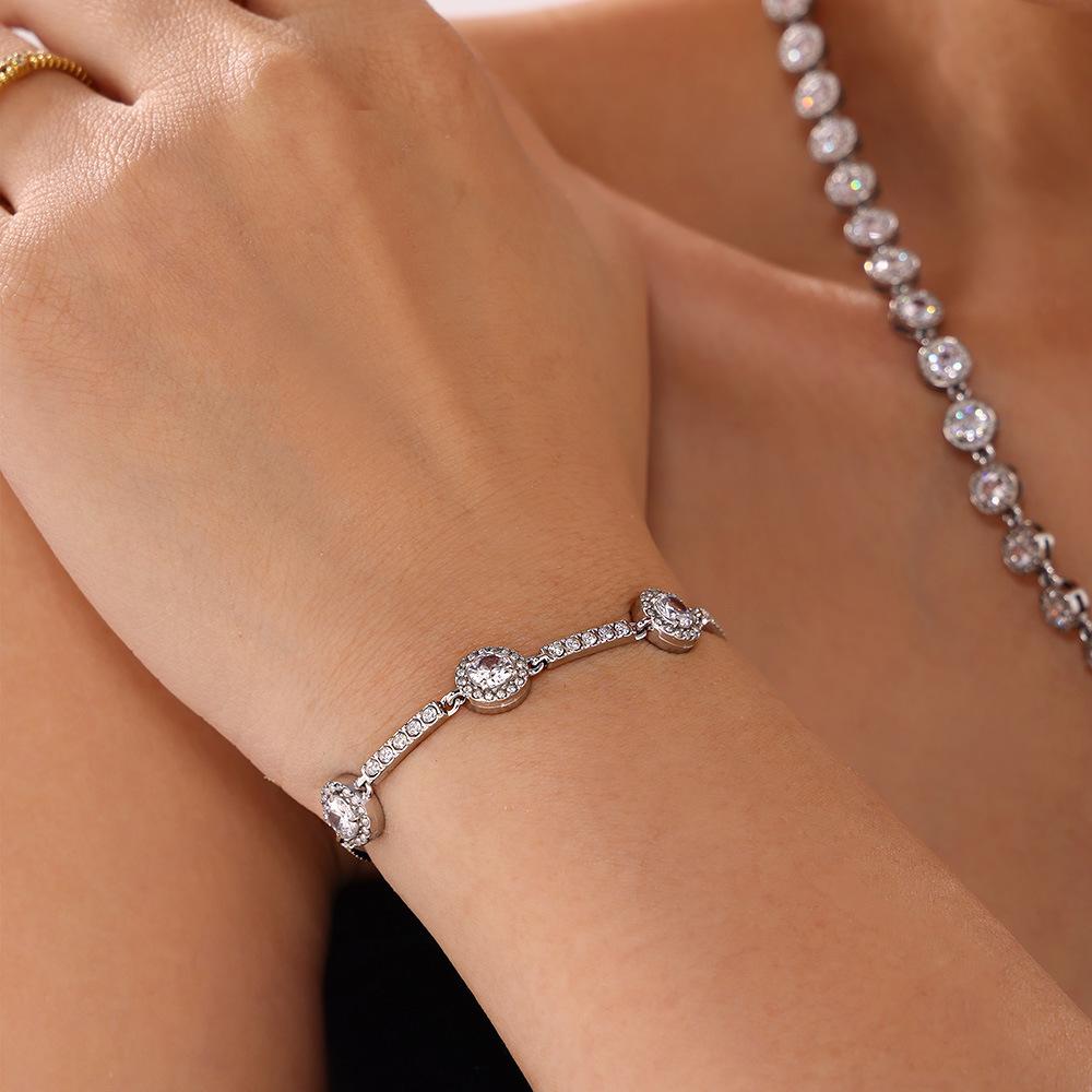 Stainless Steel Round Cubic Zirconia Bracelet
