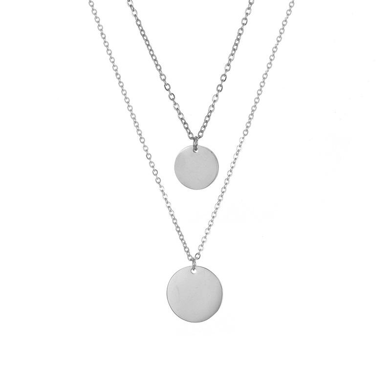 Double Round Plate Blank Necklace