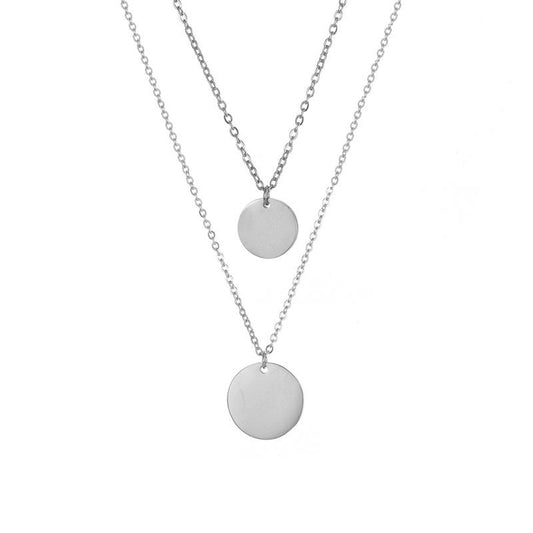 Double Round Plate Blank Necklace