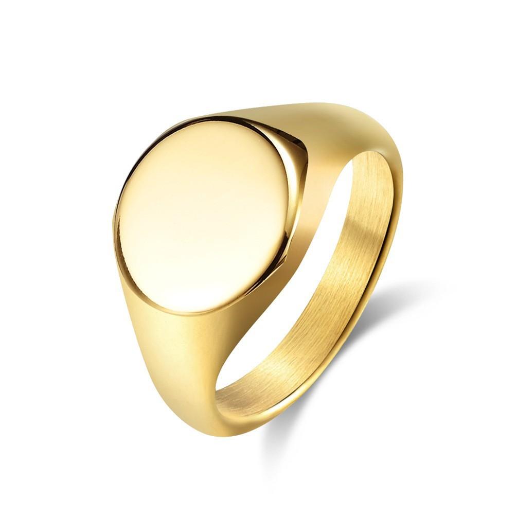 Polished Stainless Steel Signet Blank Ring