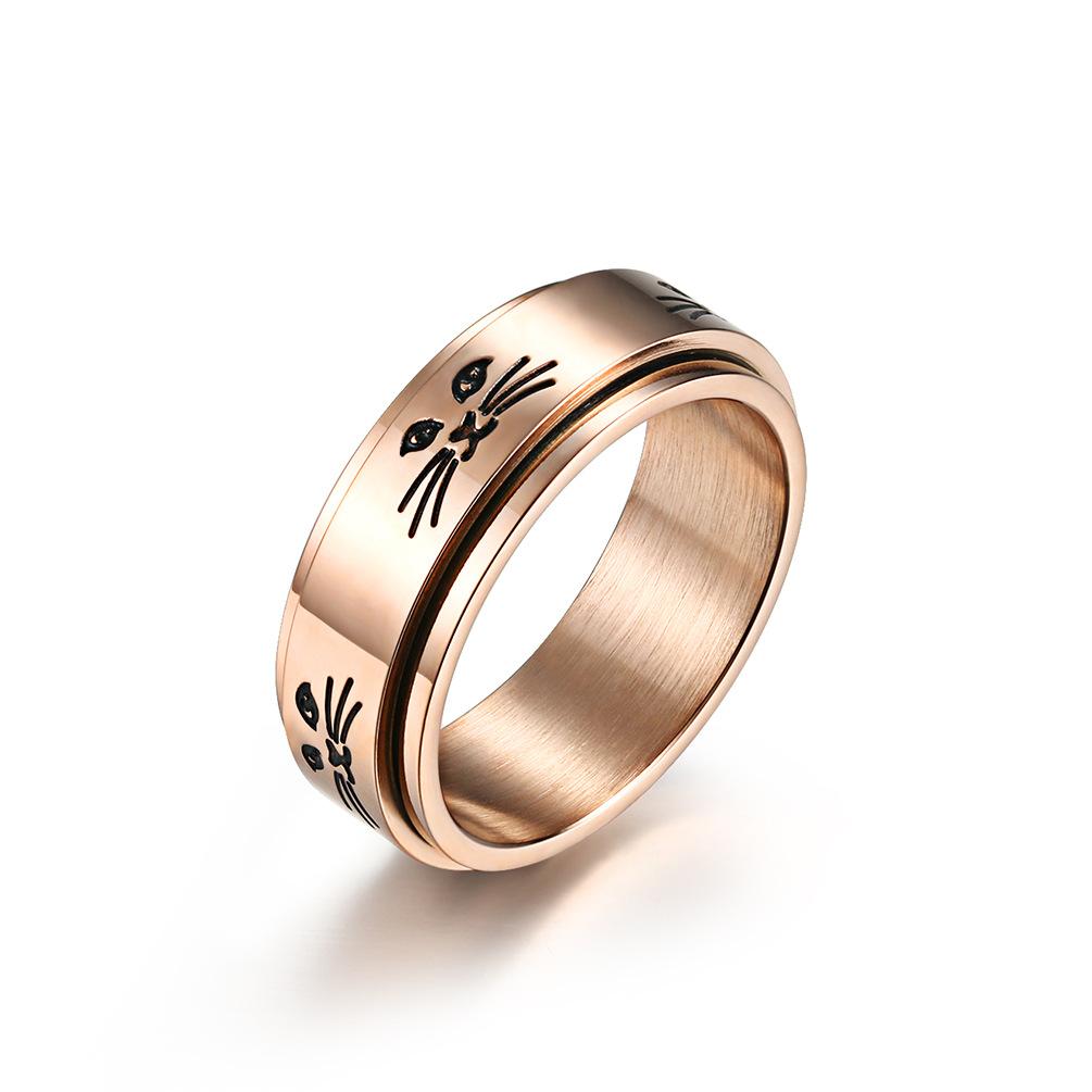 Stainless Steel Cat Couple Spinner Ring